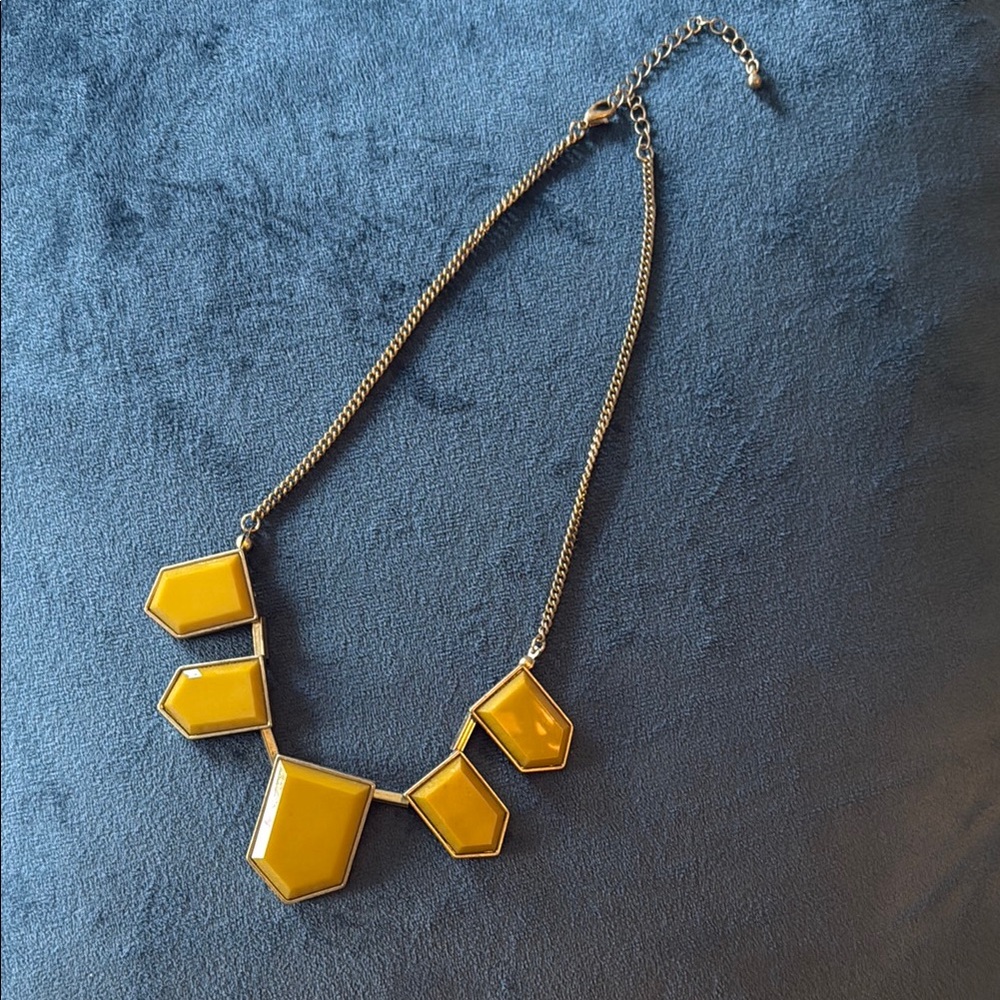 Geometric Gold Necklace with Yellow Accents